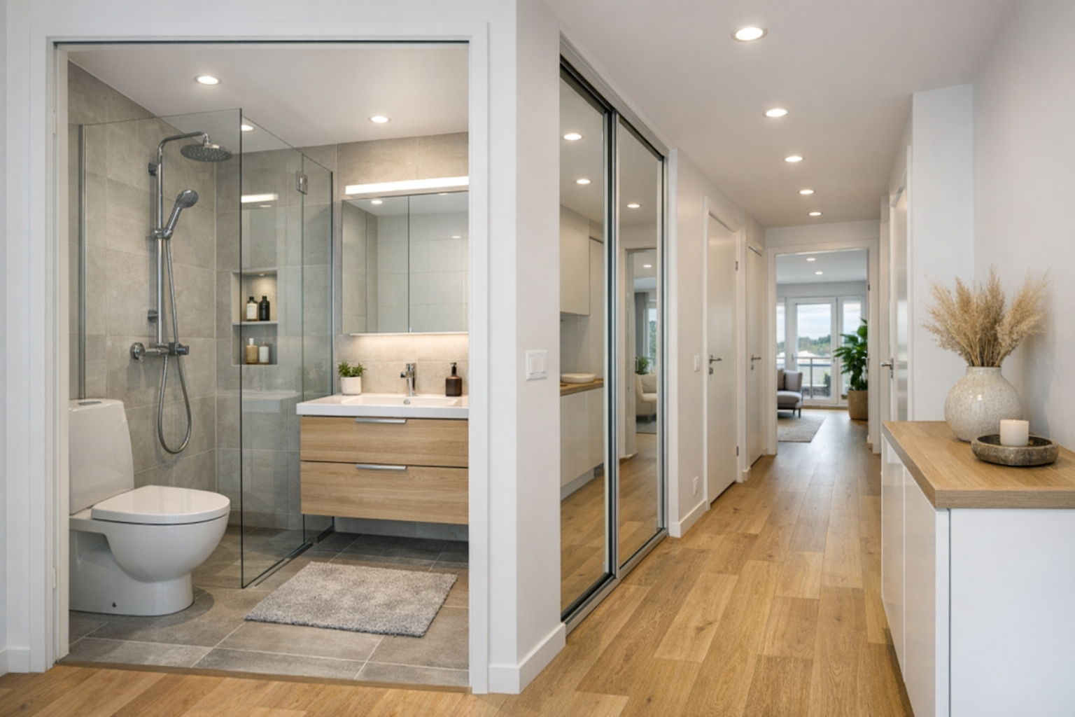 Demobild av badrum och lagenhetsrenovering