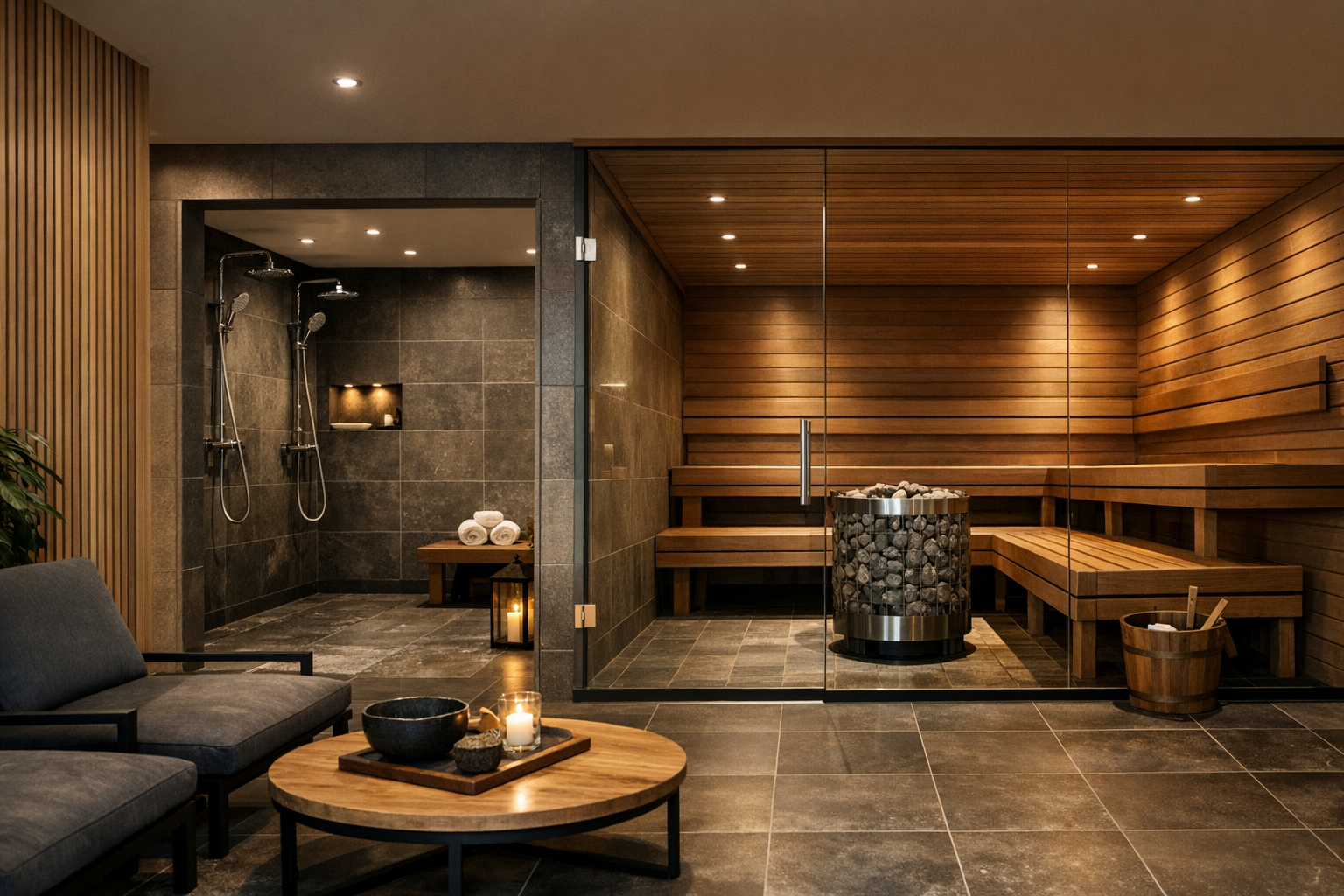 Demobild av bastuavdelning